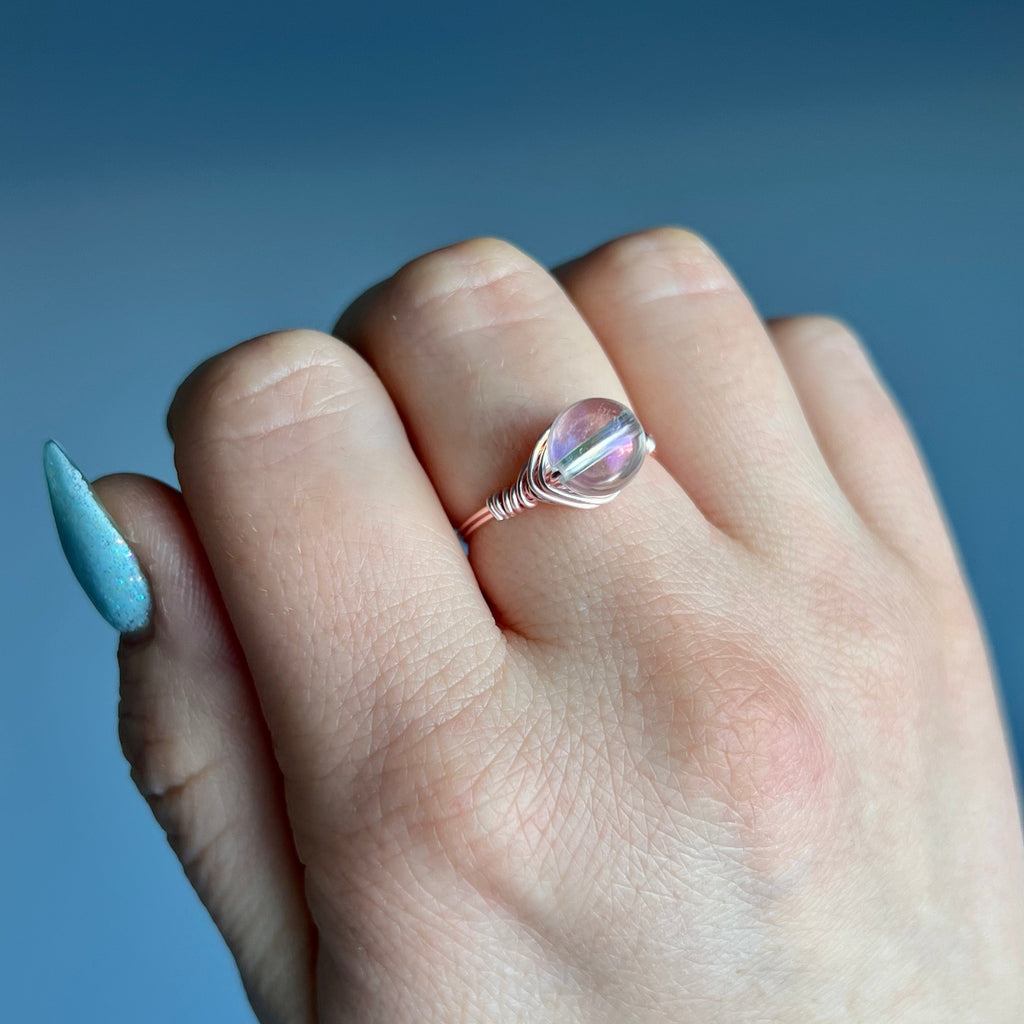 Angel Aura Quartz Wire Wrapped Ring – Wholehearted Crystal Creations