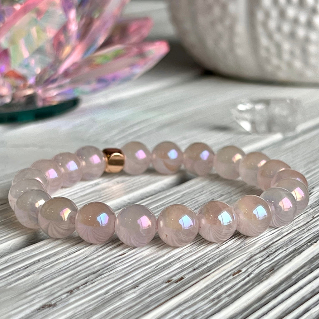 Angel Aura Rose Quartz Stretch Bracelet – Wholehearted Crystal Creations