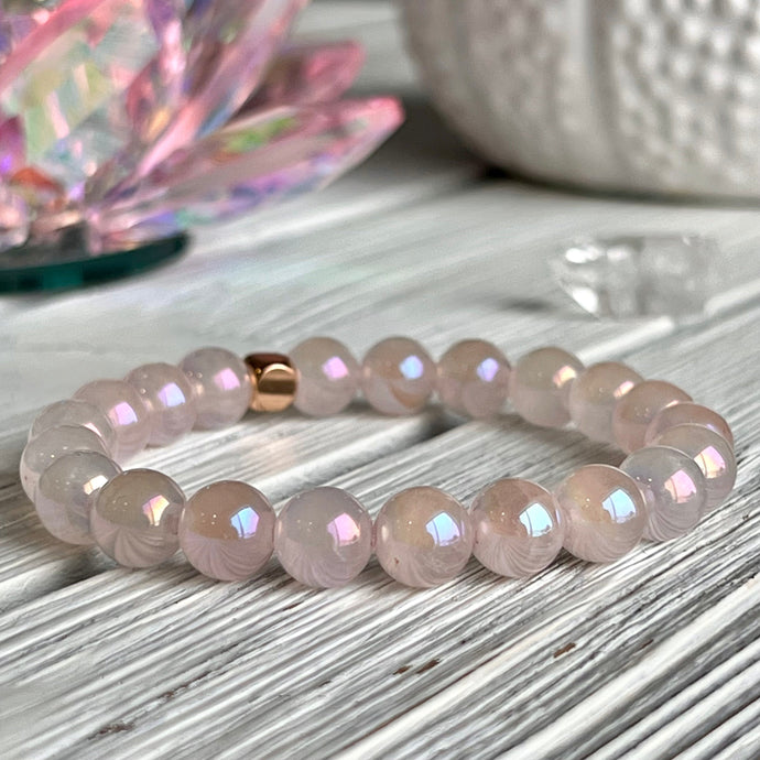 Angel Aura Rose Quartz Stretch Bracelet – Wholehearted Crystal Creations