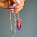 Aura quartz wire wrapped crystal necklace on rose gold chain – Wholehearted Crystal Creations