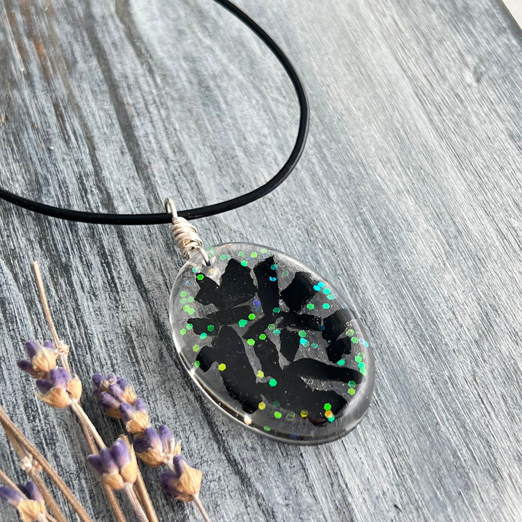 Black Tourmaline Resin Pendant Necklace – Wholehearted Crystal Creations
