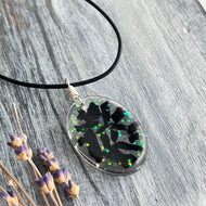 Black Tourmaline Resin Pendant Necklace – Wholehearted Crystal Creations