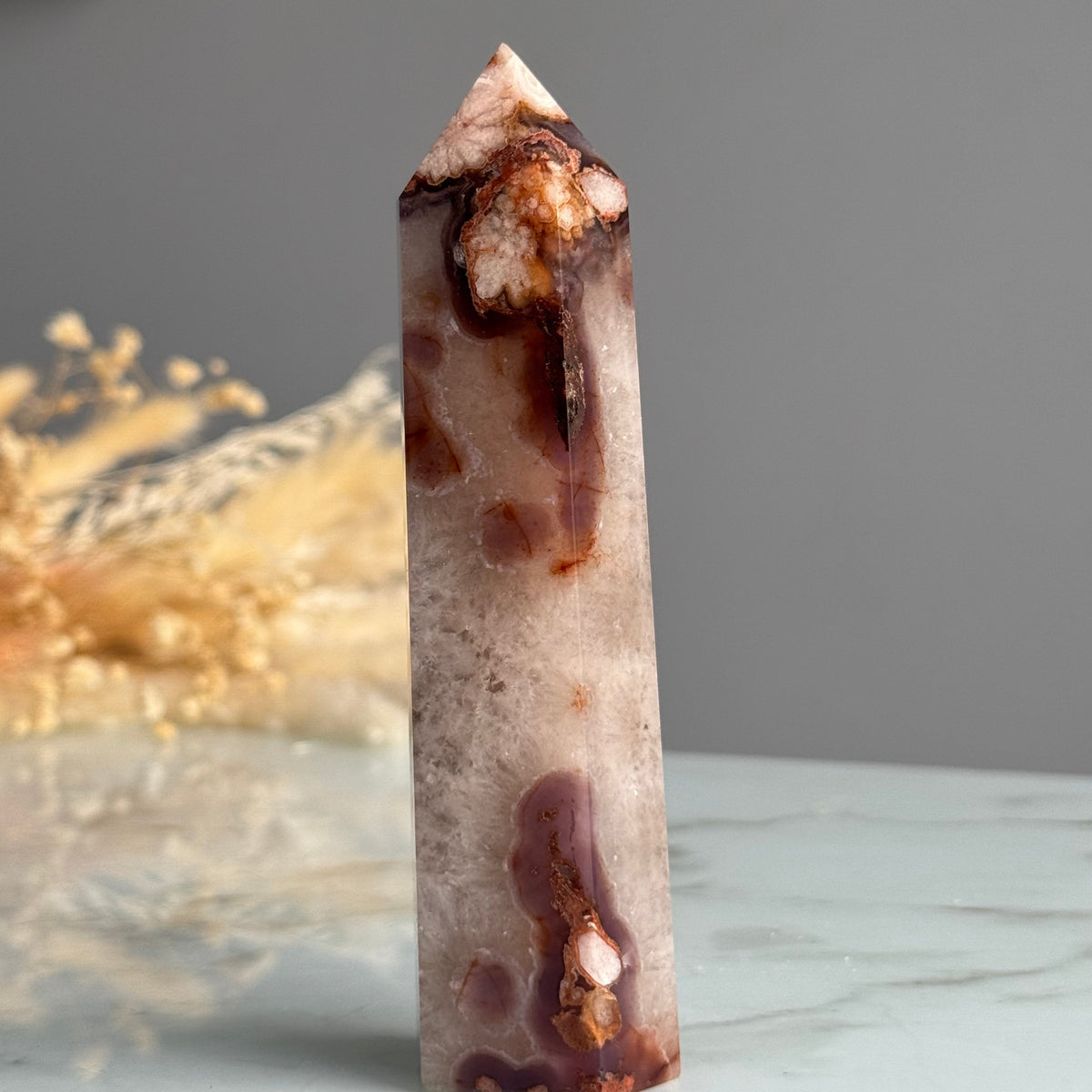Blue Flower Agate with Quartz Tower Crystal Specimen – Wholehearted Crystal Creations