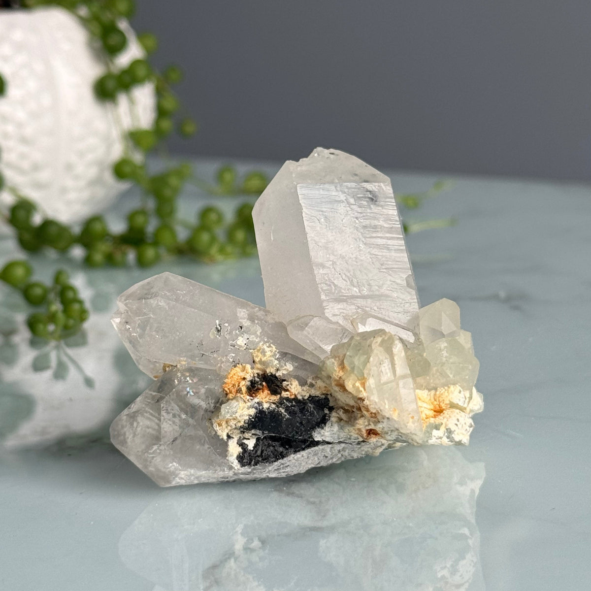 Epidote Chlorite in Quartz Crystal Specimen – Wholehearted Crystal Creations