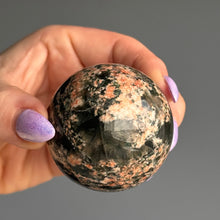 Epidote Quartz with Plume Polished Sphere Specimen – Wholehearted Crystal Creations