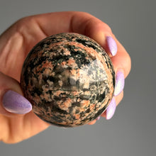 Epidote Quartz with Plume Polished Sphere Crystal Specimen – Wholehearted Crystal Creations