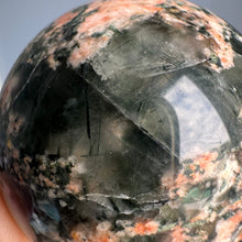 Epidote Quartz with Plume Polished Sphere Crystal Specimen – Wholehearted Crystal Creations