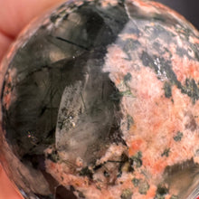 Epidote Quartz with Plume Polished Sphere Specimen – Wholehearted Crystal Creations