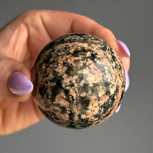 Epidote Quartz with Plume Polished Sphere Specimen – Wholehearted Crystal Creations