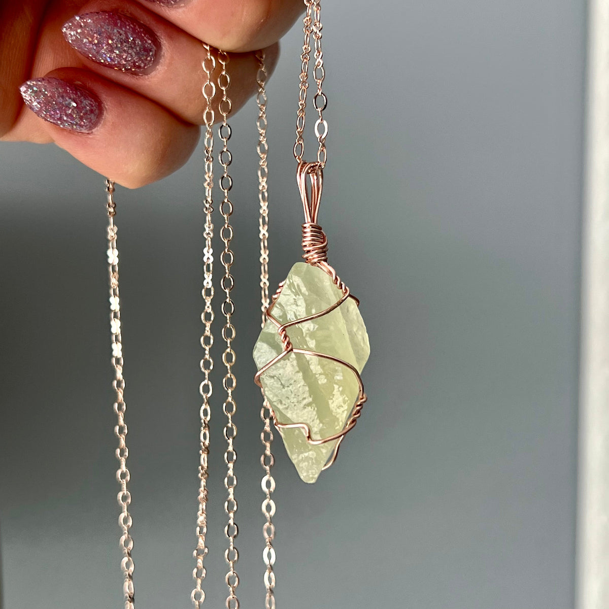 Raw Green Calcite Wire Wrapped Necklace – Wholehearted Crystal Creations