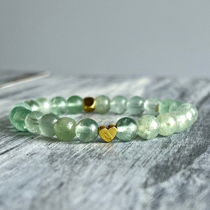 Green Fluorite Gold Hematite Spacer Stretch Bracelet – Wholehearted Crystal Creations
