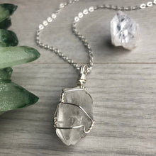 Clear quartz wire wrapped crystal necklace on silver chain – Wholehearted Crystal Creations