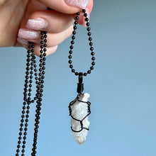 Spirit quartz wire wrapped crystal necklace on black chain – Wholehearted Crystal Creations