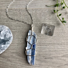 Kyanite wire wrapped crystal necklace on silver chain – Wholehearted Crystal Creations