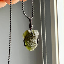 Moldavite wire wrapped necklace
