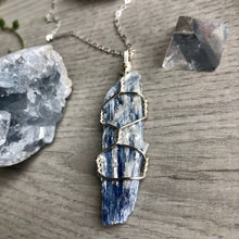 Kyanite wire wrapped crystal necklace on silver chain – Wholehearted Crystal Creations