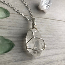 Clear quartz wire wrapped crystal necklace on silver chain – Wholehearted Crystal Creations