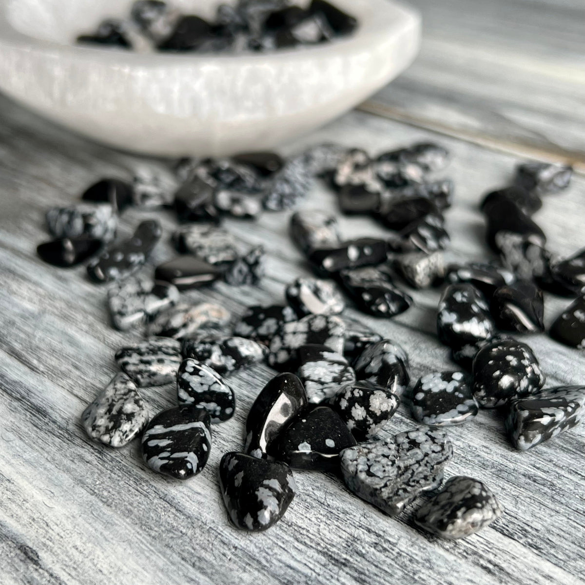 Snowflake Obsidian Tumbled Pocket Stone Crystal Specimen, XSmall set of 4 – Wholehearted Crystal Creations