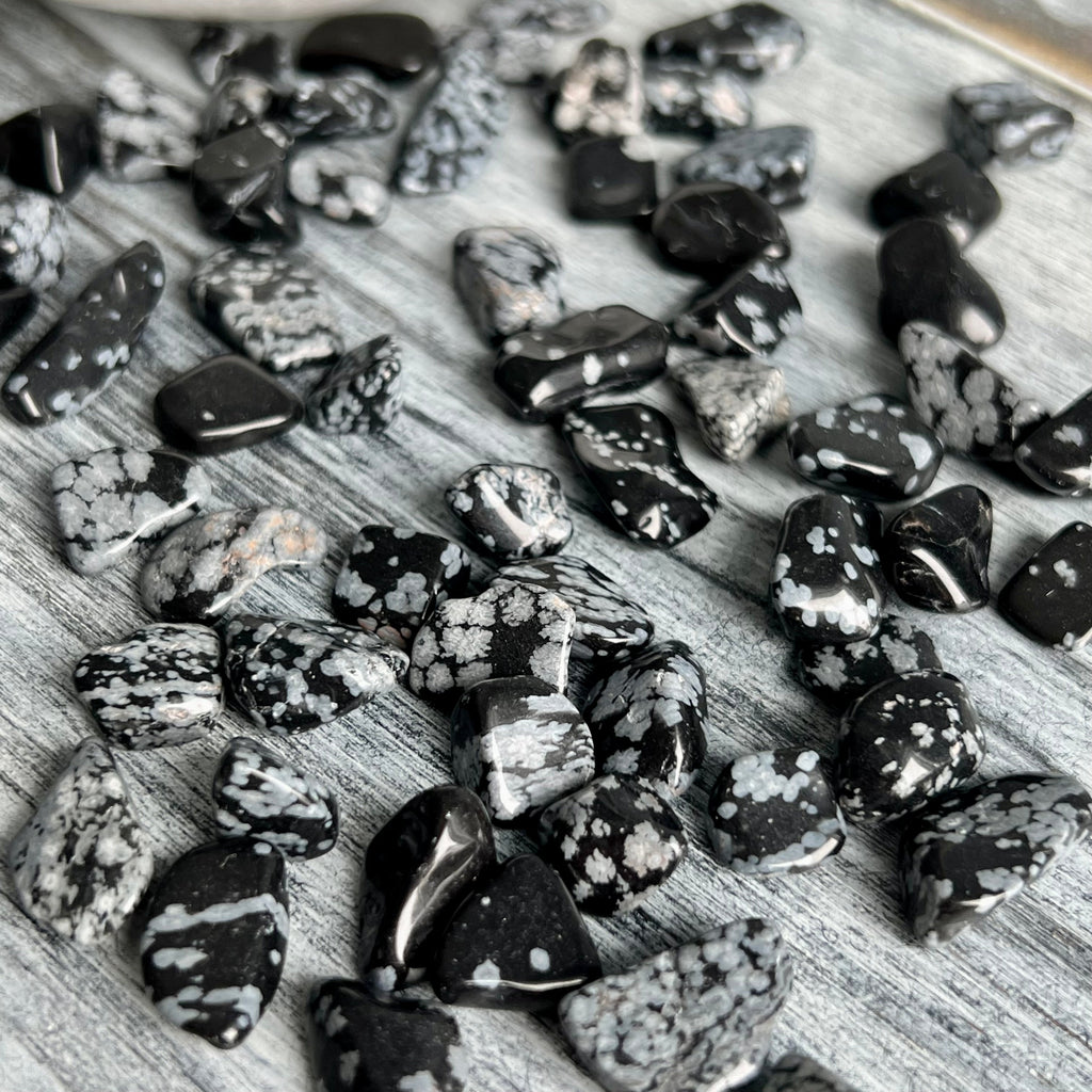 Snowflake Obsidian Tumbled Pocket Stone Crystal Specimen, XSmall set of 4 – Wholehearted Crystal Creations
