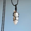 Spirit quartz wire wrapped crystal necklace on black chain – Wholehearted Crystal Creations