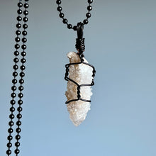 Spirit quartz wire wrapped crystal necklace on black chain – Wholehearted Crystal Creations