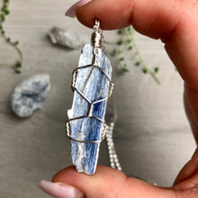 Kyanite wire wrapped crystal necklace on silver chain – Wholehearted Crystal Creations