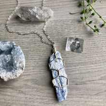 Kyanite wire wrapped crystal necklace on silver chain – Wholehearted Crystal Creations