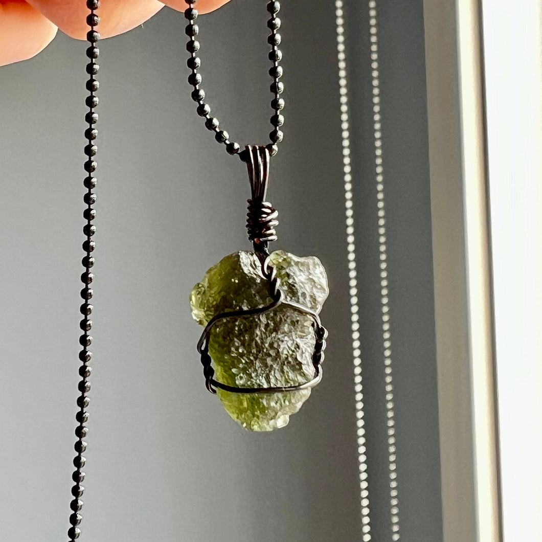 Moldavite Wire Wrapped Necklace – Wholehearted Crystal Creations
