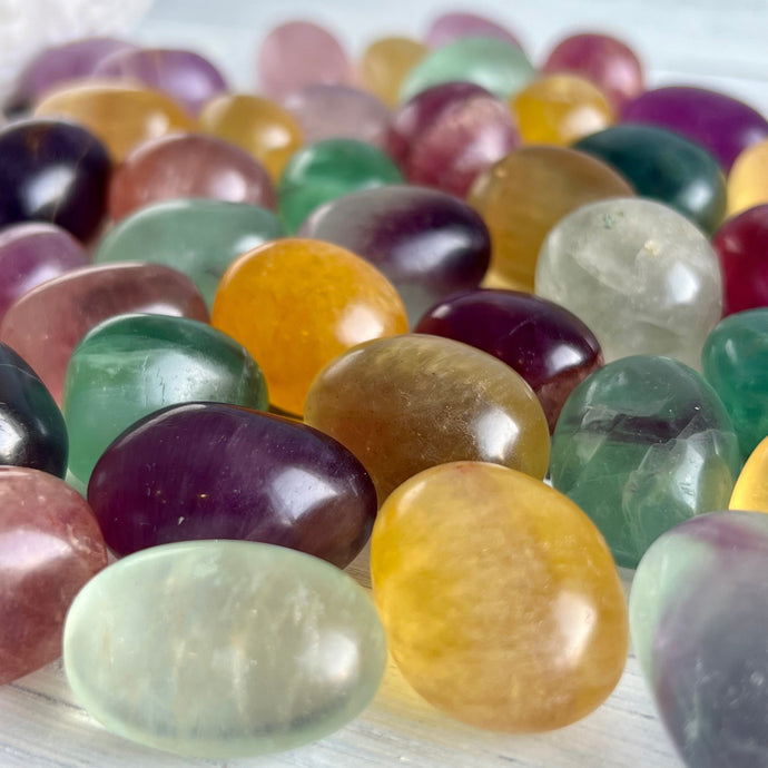 Rainbow Fluorite Medium Tumbled Pocket Stone Crystal Specimen – Wholehearted Crystal Creations