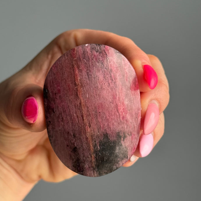 Rhodonite Quartz Palm Stone Crystal Specimen – Wholehearted Crystal Creations