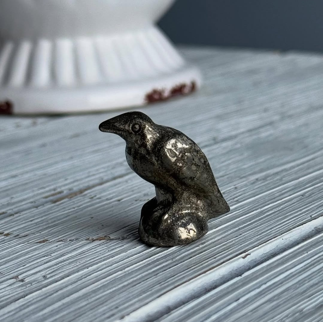 Pyrite Raven Carving Crystal Specimen – Wholehearted Crystal Creations