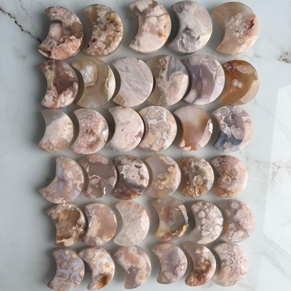 Flower Agate Moon Crystal Carving Specimen – Wholehearted Crystal Creations