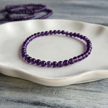 Amethyst 4mm Beaded Stretch Stone Bracelet