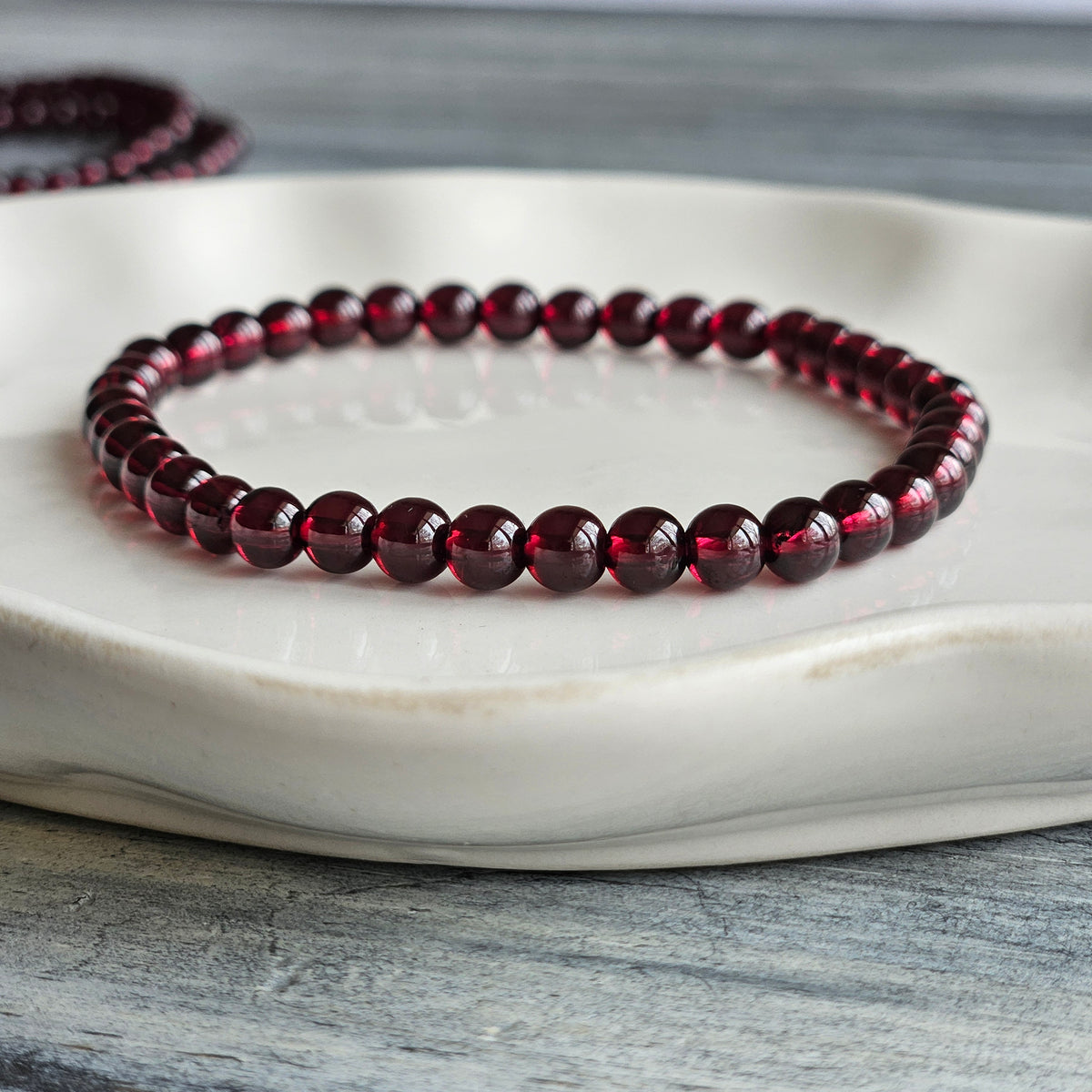 Garnet 4mm Beaded Stretch Stone Bracelet – Wholehearted Crystal Creations