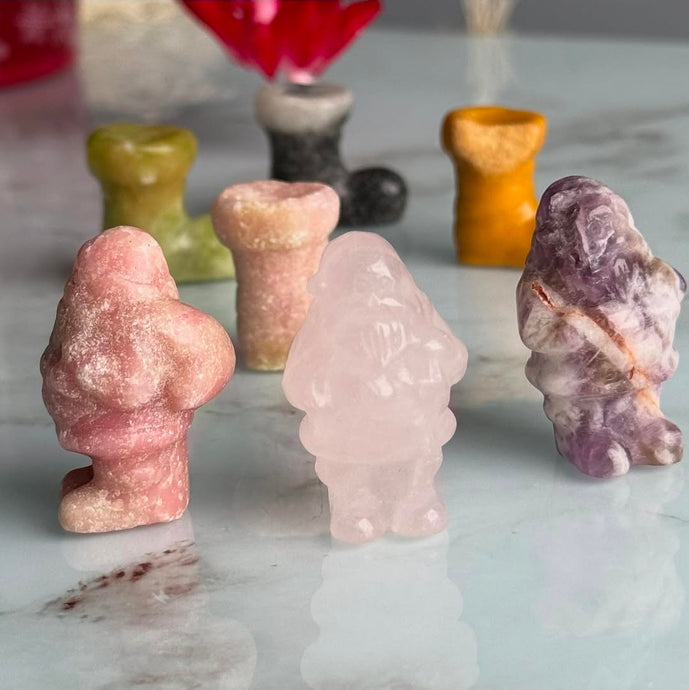 Christmas Santa & Santa's Boot Crystal Carving Specimens