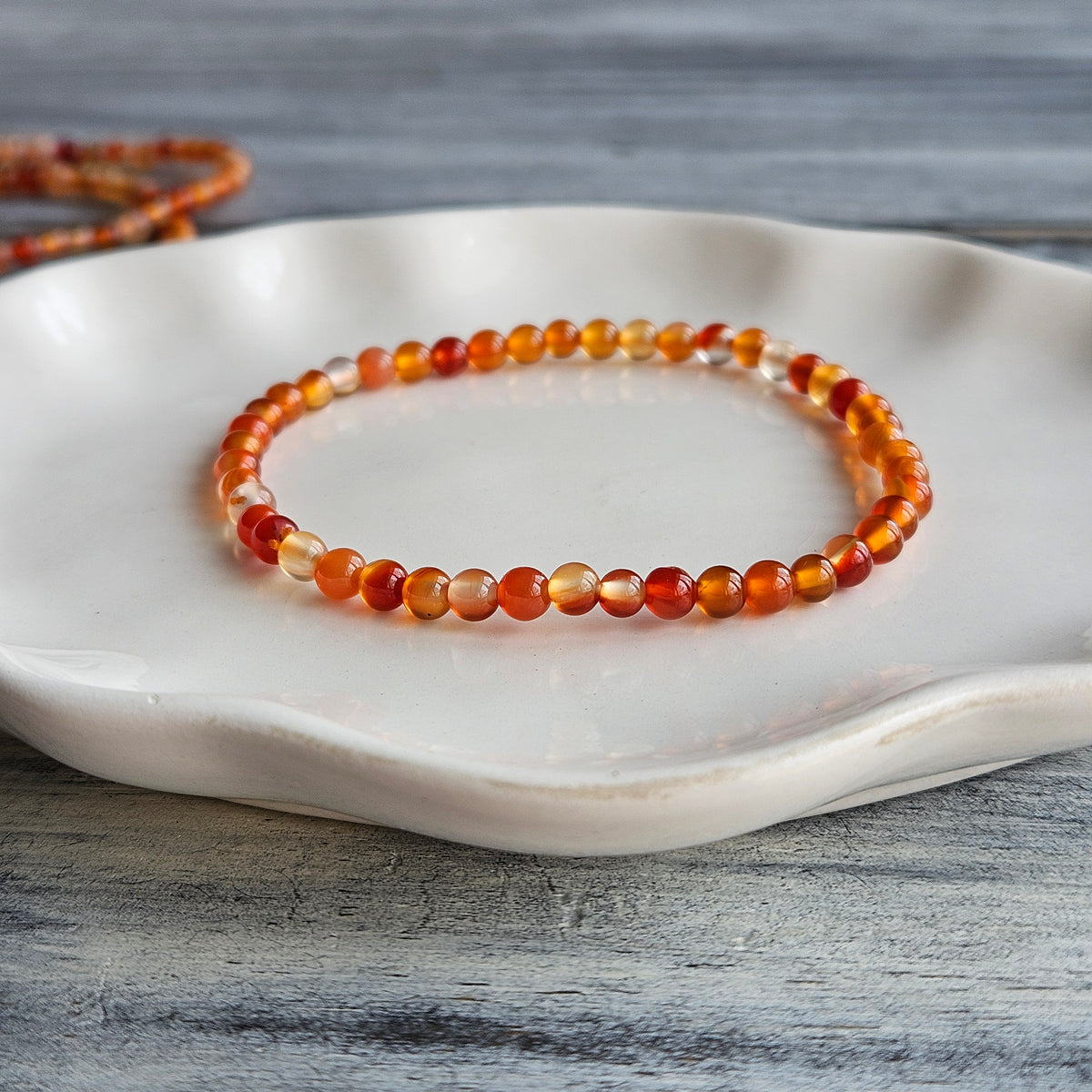 Carnelian 4mm Beaded Stretch Stone Bracelet – Wholehearted Crystal Creations
