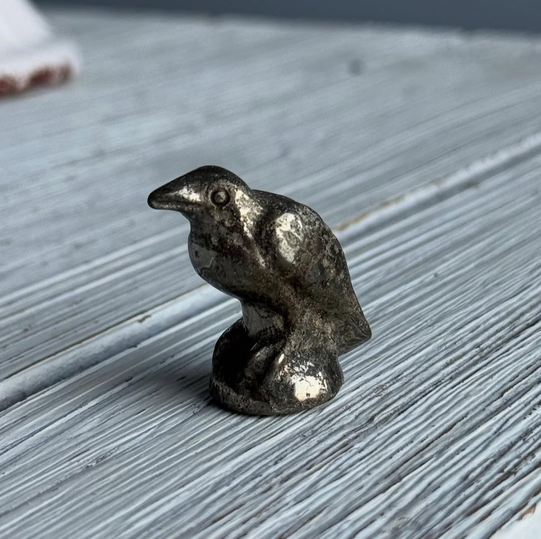 Pyrite Raven Carving Crystal Specimen – Wholehearted Crystal Creations