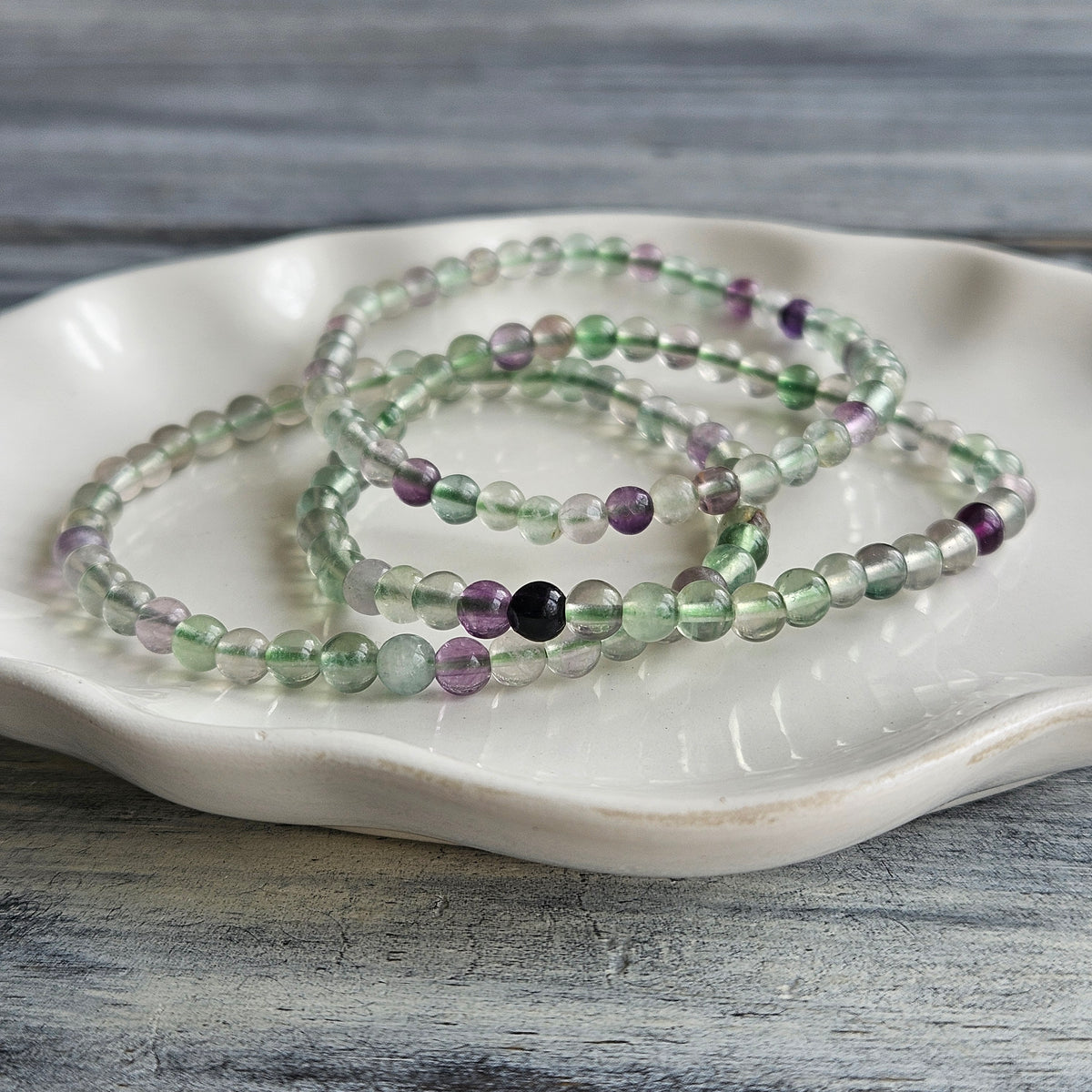 Rainbow Fluorite 4mm Beaded Stretch Stone Bracelet – Wholehearted Crystal Creations