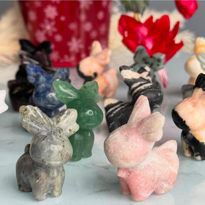Christmas Reindeer Crystal Carving Specimens