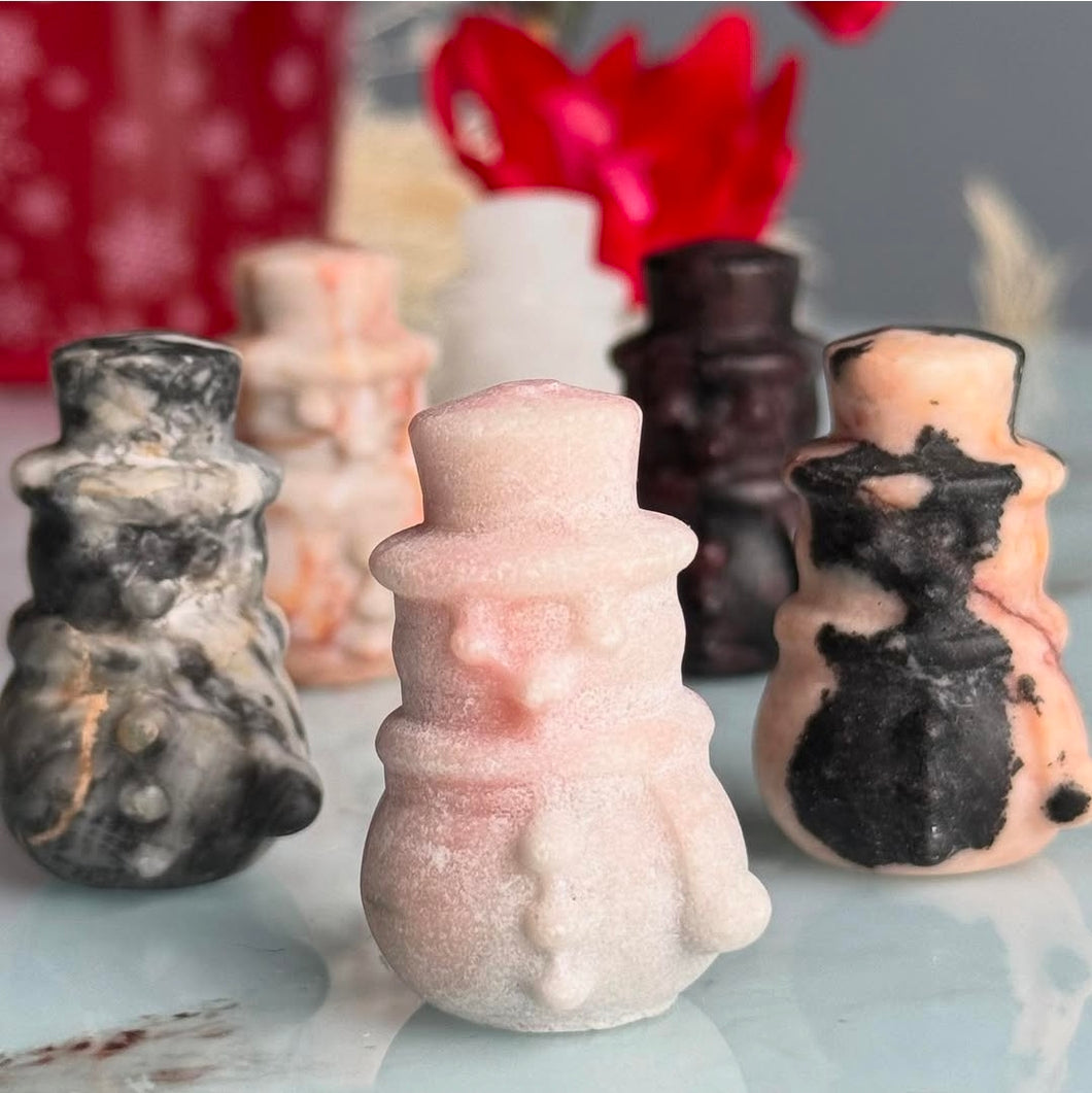 Christmas Snowman Crystal Carving Specimens