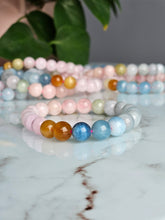 Aquamarine, Morganite and Heliodor Beryl Crystal Bracelet