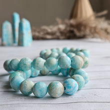 Blue Aragonite Beaded Stretch Stone Bracelet (12mm)