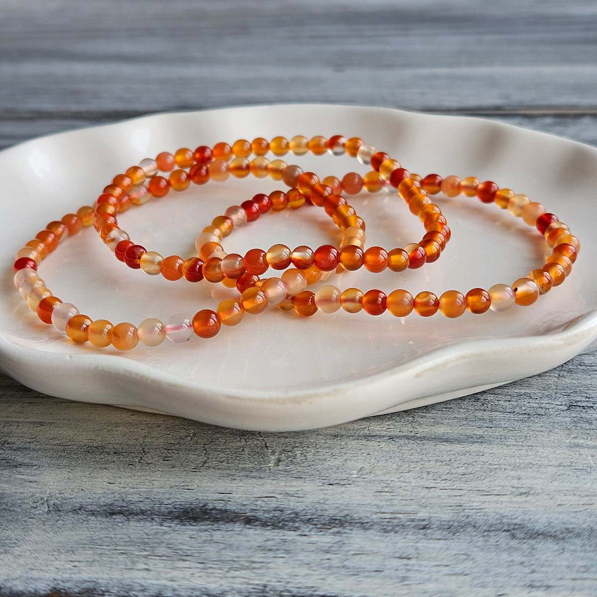 Carnelian 4mm Beaded Stretch Stone Bracelet – Wholehearted Crystal Creations