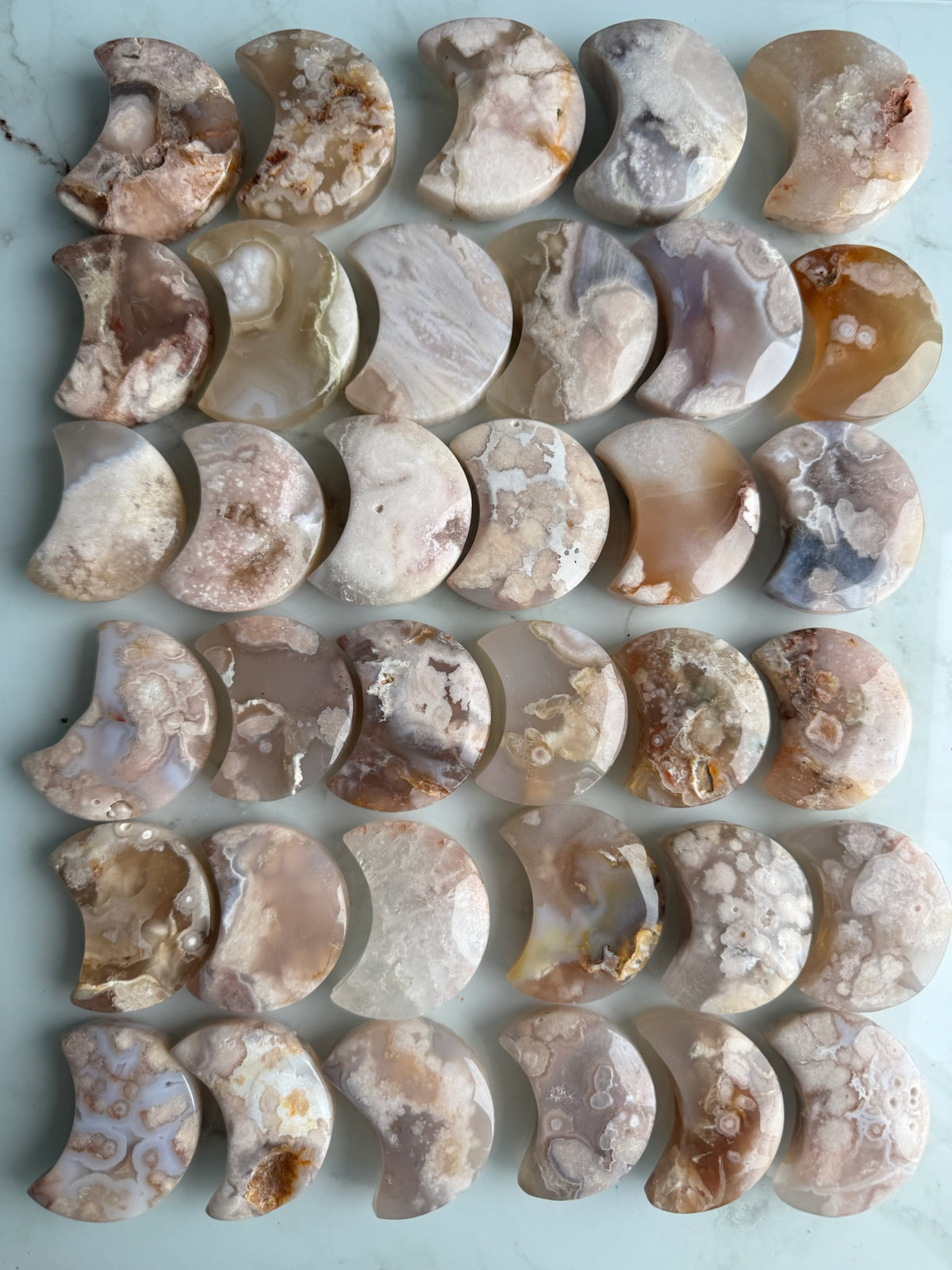 Flower Agate Moon Crystal Carving Specimen – Wholehearted Crystal Creations