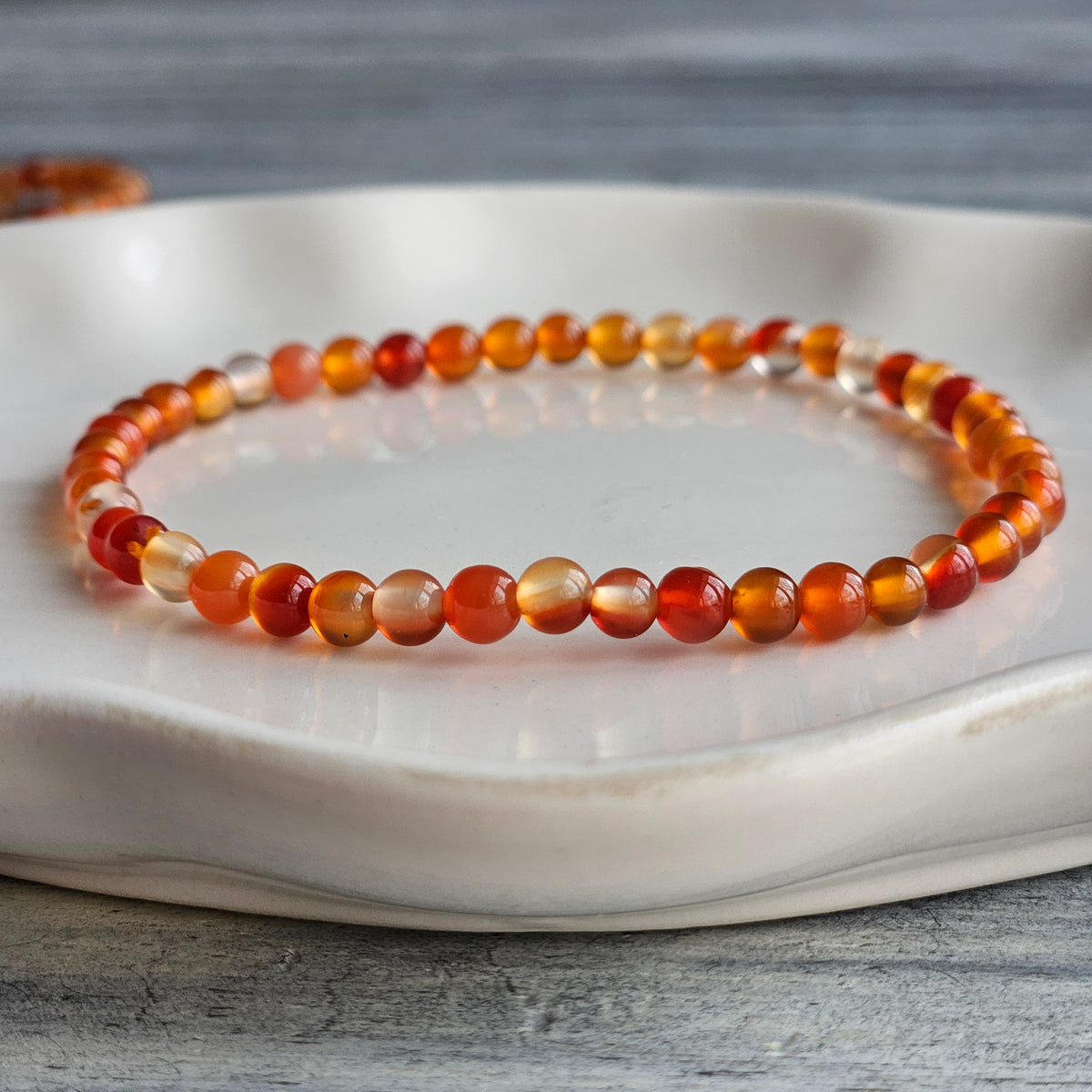 Carnelian 4mm Beaded Stretch Stone Bracelet – Wholehearted Crystal Creations