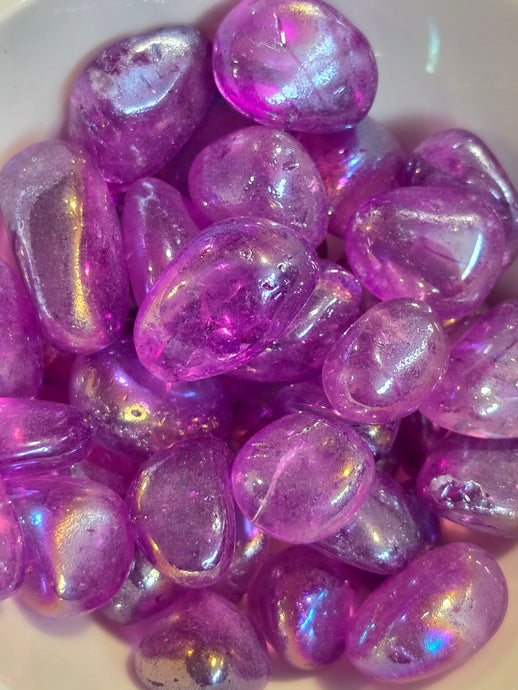 Purple Aura Quartz Pocket Stone Crystal Specimen – Wholehearted Crystal Creations