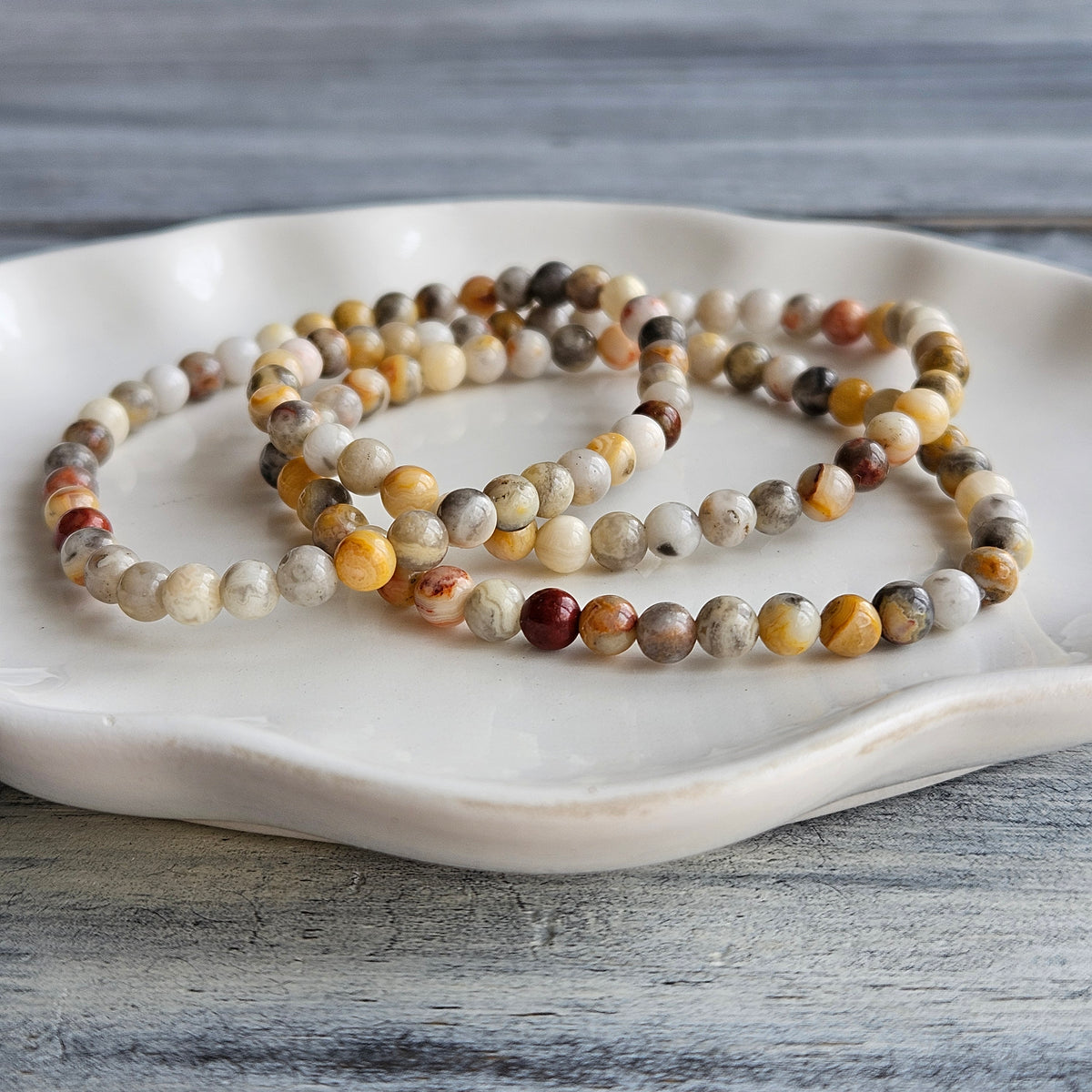 Crazy Lace Agate 4mm Beaded Stretch Stone Bracelet – Wholehearted Crystal Creations