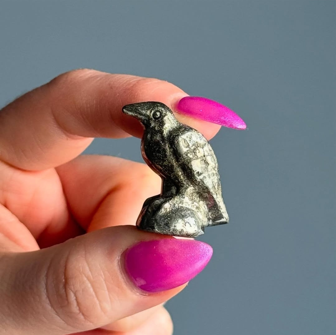 Pyrite Raven Carving Crystal Specimen – Wholehearted Crystal Creations
