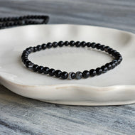 Banded Black Onyx 4mm Beaded Stretch Stone Bracelet – Wholehearted Crystal Creations