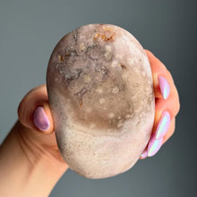 Pink Amethyst & Flower Agate Palmstone Specimen